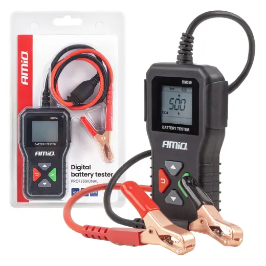 Professional digital battery tester 2–220 Ah 6V 12V 24V AMIO-04920