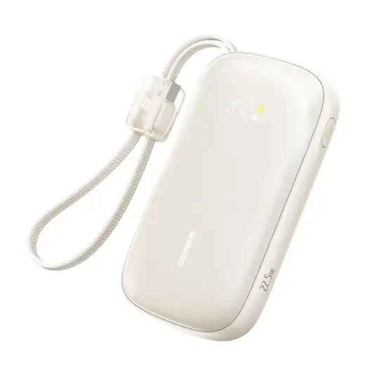 Baseus EnerFill FC21 Qpow3 Ultra išorinė baterija (powerbank) | 20 000 mAh | 22.5W | PD, QC | USB-C, USB-A, Lightning | LED ekranas | smėlio spalvos