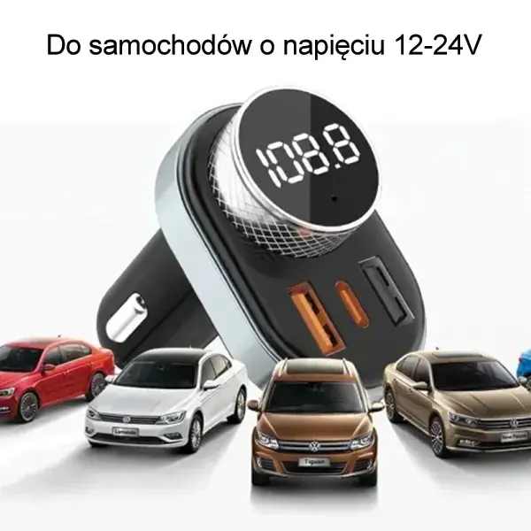 AWEI C-843 brīvroku komplekts ar FM raidītāju, Bluetooth 5.0, MP3, 1xUSB+1xUSB-C melns|melns