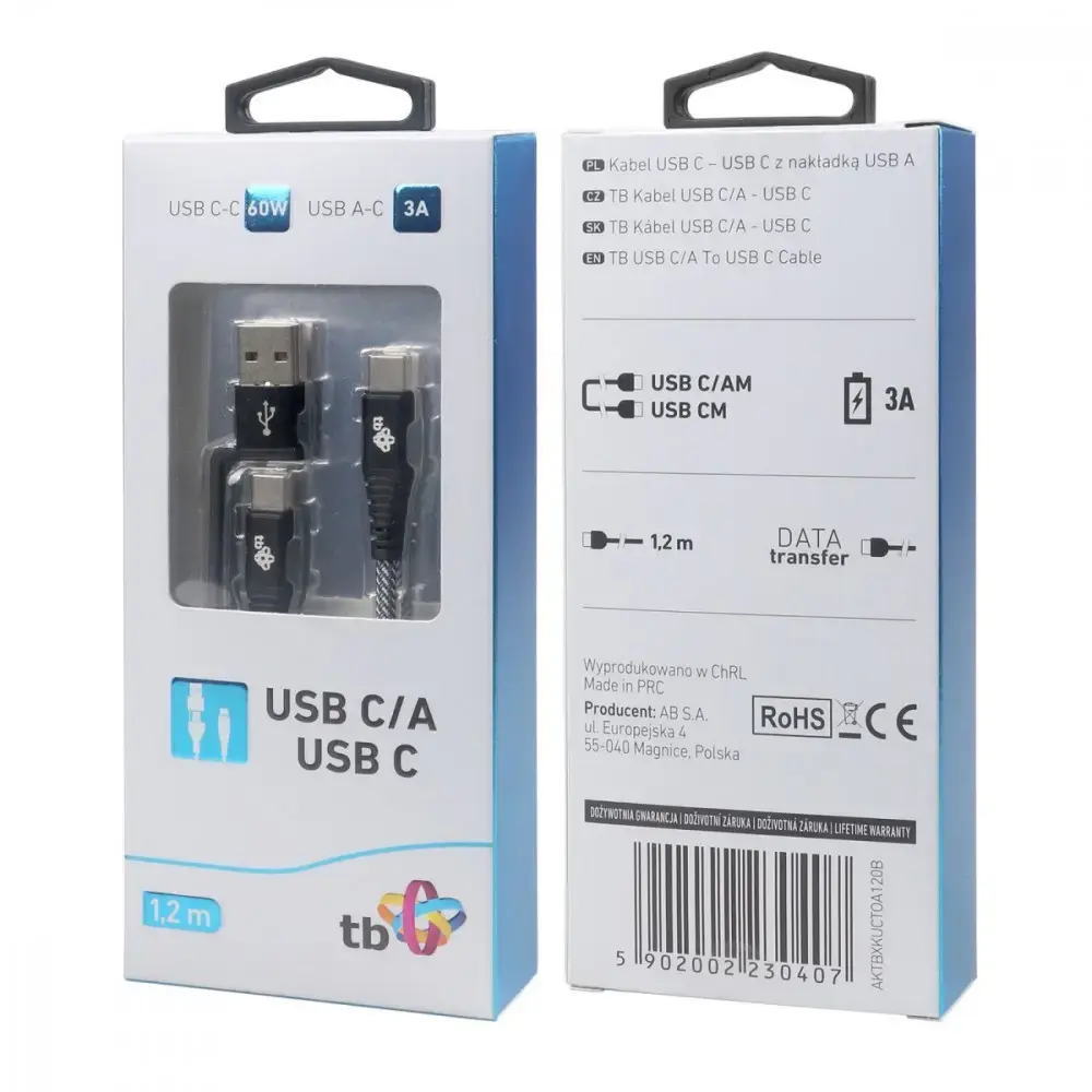 USB A|C - USB C Cable 1,2 m black