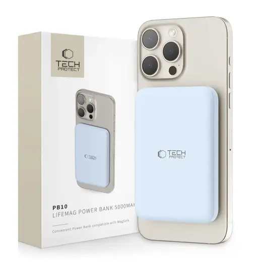Tech-Protect LifeMag PB10 ārējais akumulators (powerbank) | 5000 mAh | 18W | USB-C, MagSafe | zils