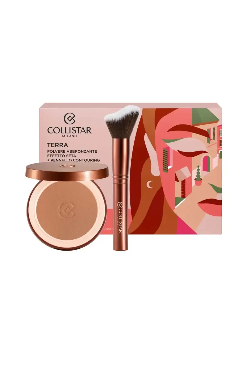 Set Collistar Terra Silk Effect Bronzing Powder 4,4 Hawaii Matte + Contouring Brush