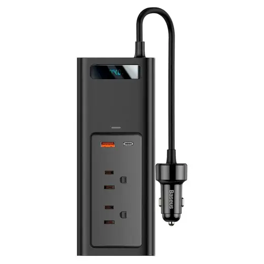 Baseus CRNBQ-01 auto lādētājs invertors USB-C | USB | 5A | 150W | Quick Charge 3.0 (USA | JP)
