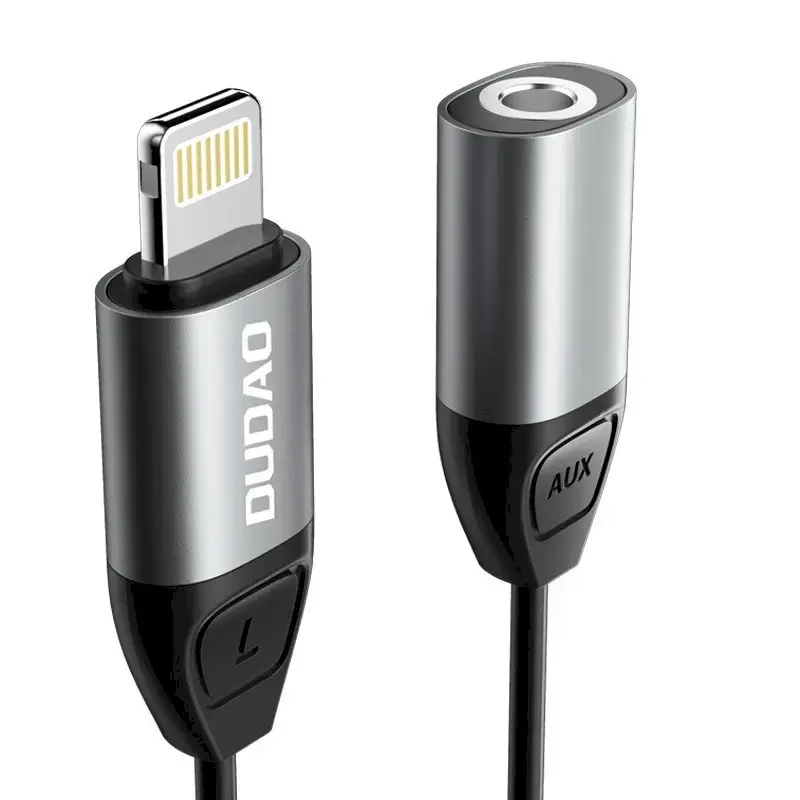 Dudao Adapter from Lightning to headphones jack 3,5 mm port gray (L17 gray)