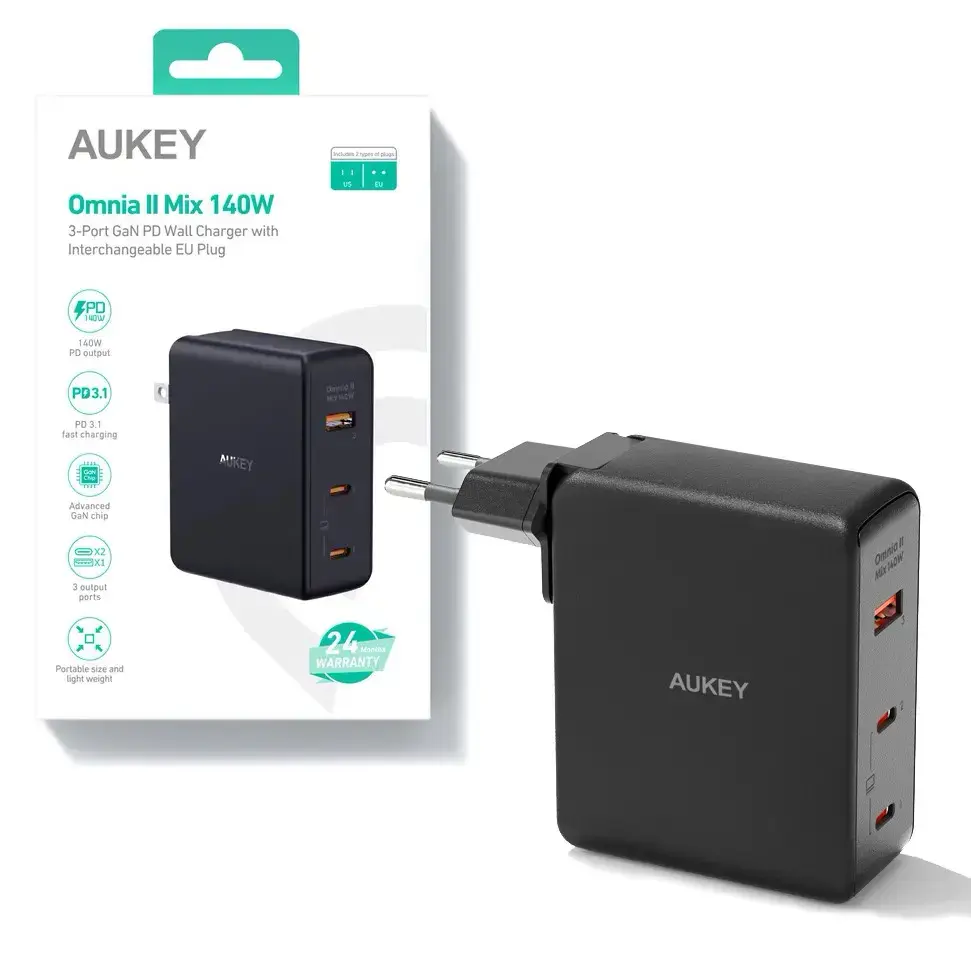 AUKEY PA-B7O Omnia II G aN Wall Charger 3xUSB