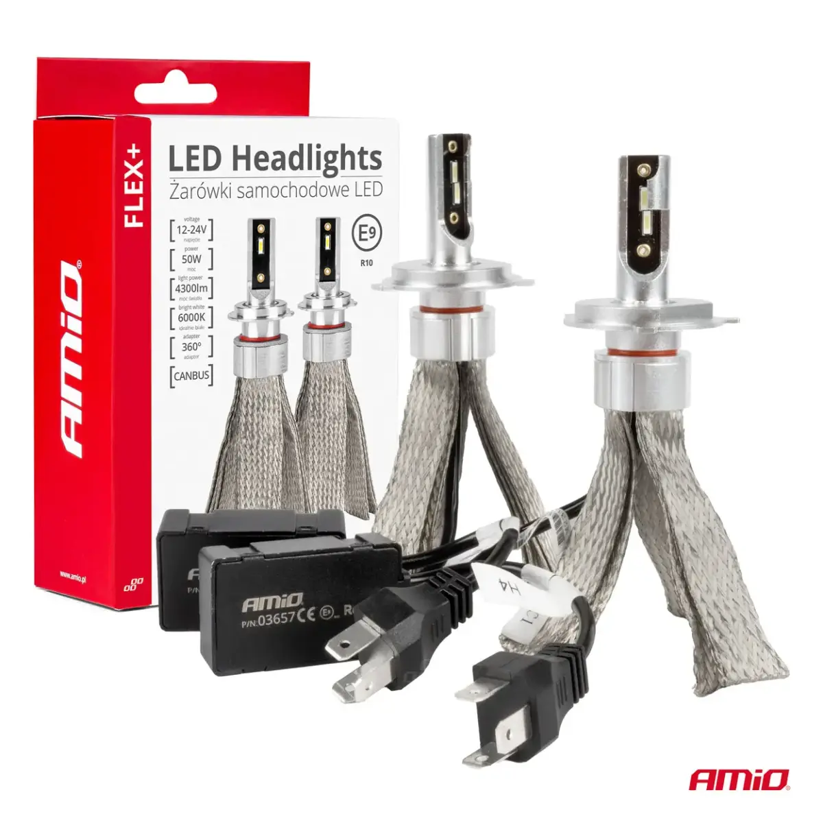 LED Headlights FLEX+ Series H4/H19 canbus 6000K 12-24V AMIO-03657