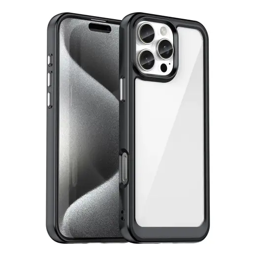 Outer Space Gel Frame telefono dėklas iPhone 16 Pro Max juodas