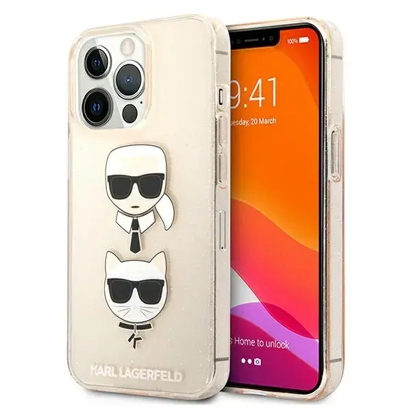Karl Lagerfeld KLHCP13XKCTUGLGO iPhone 13 Pro Max 6,7" złoty|gold hardcase Glitter Karl`s & Choupette