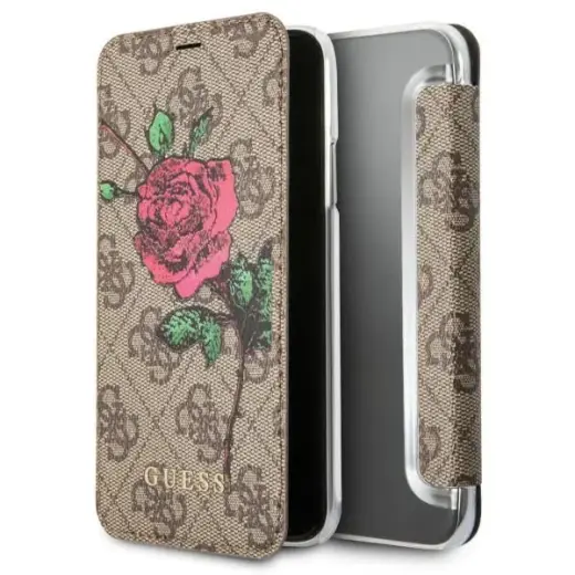 Guess GUFLBKPX4GROB iPhone X|XS brown |brązowy book 4G Flower Desire
