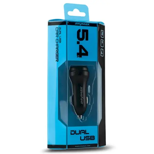 iMymax C54 Premium Auto Lādētājs 2 x USB | 30W | 5.4A Melns