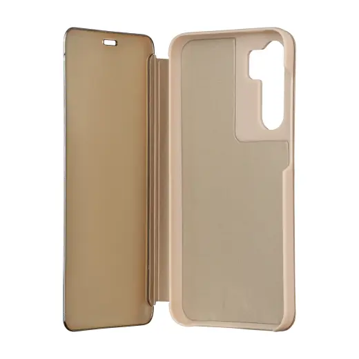 Fold Mirror View Case for Samsung Galaxy S23 gold