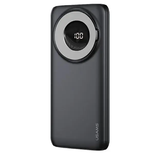 USAMS PB62 ārējais akumulators (powerbank) | 10000 mAh | 22.5W | USB-C, MagSafe, Bezvadu | LED ekrāns | melns