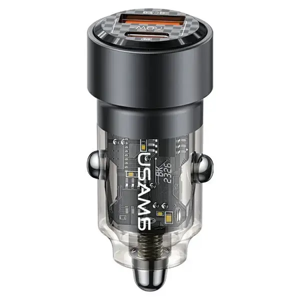 USAMS C39 CC208 automašīnas lādētājs | 60W | USB-A, USB-C | melns