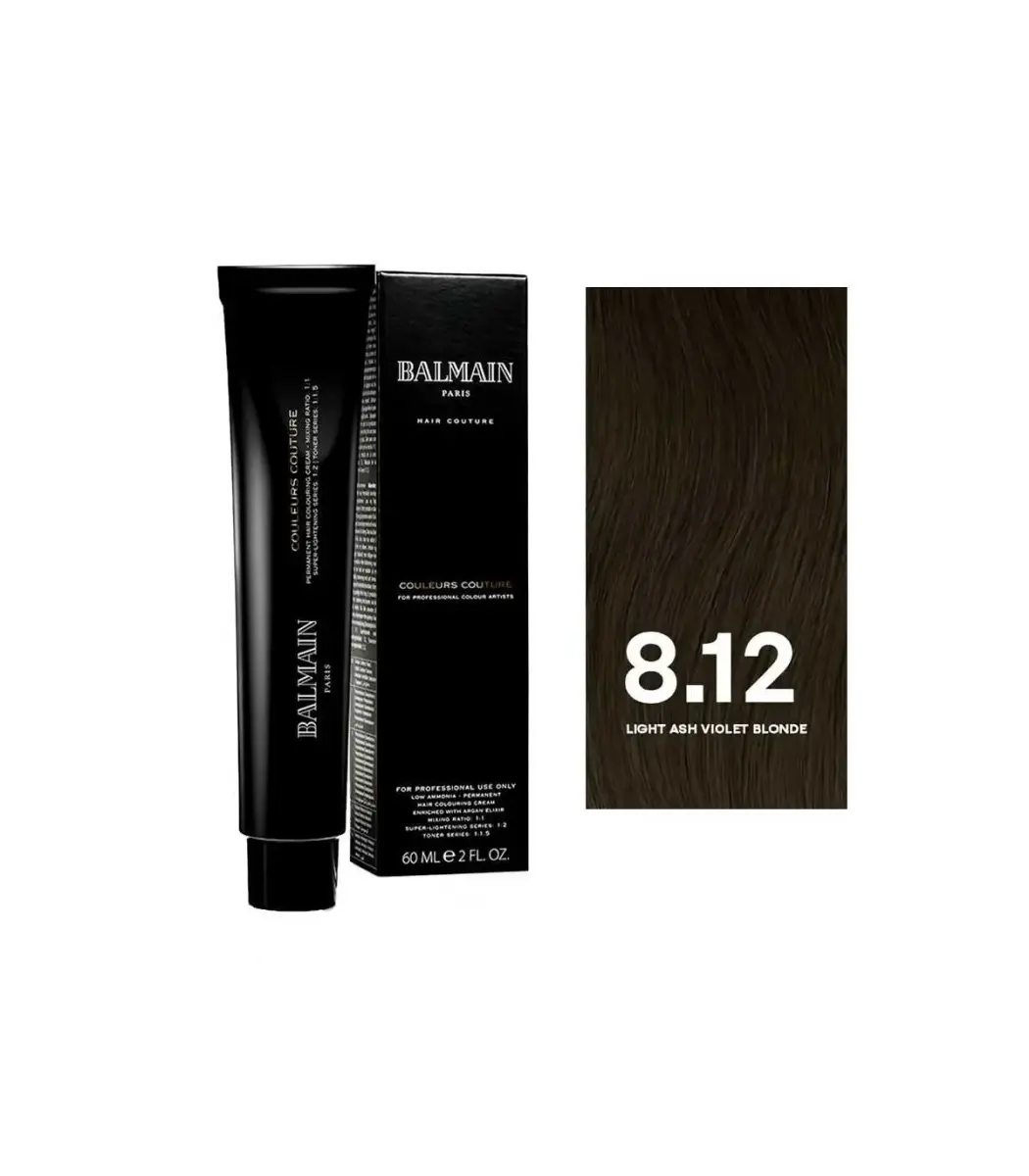 Balmain Professionnel, Couleurs Couture, Permanent Hair Dye, 8.12 Light Ash Violet Blonde, 60 ml