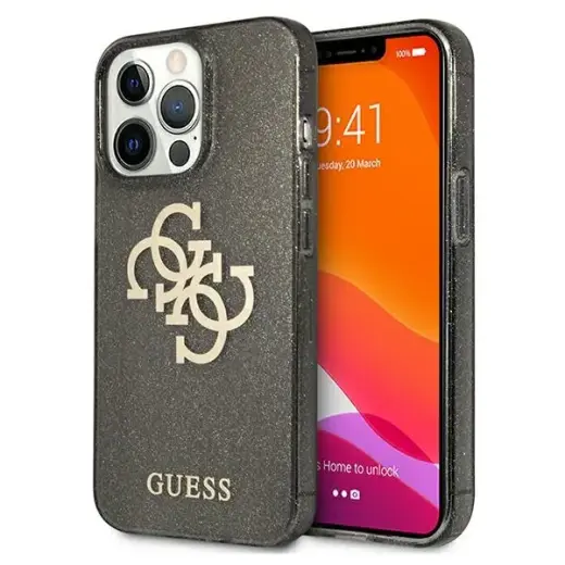 GUHCP13LPCUGL4GBK Guess TPU Big 4G Full Glitter Case for iPhone 13 Pro Black