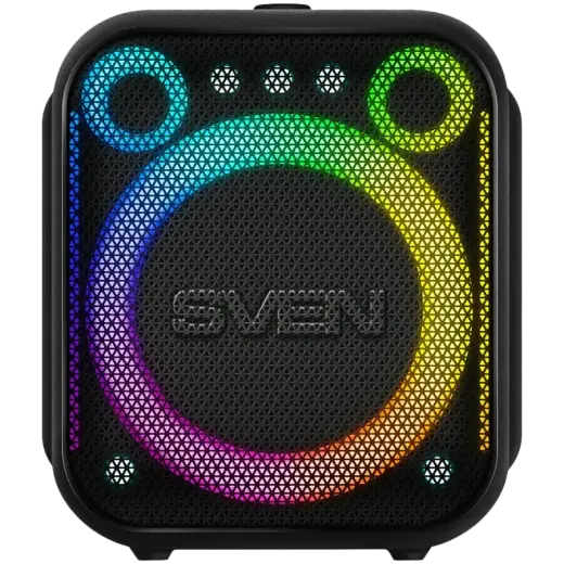 Portable speaker SVEN PS-880, black, power output 110W (RMS), TWS, Bluetooth, FM, USB, microSD, LED-display, lithium battery