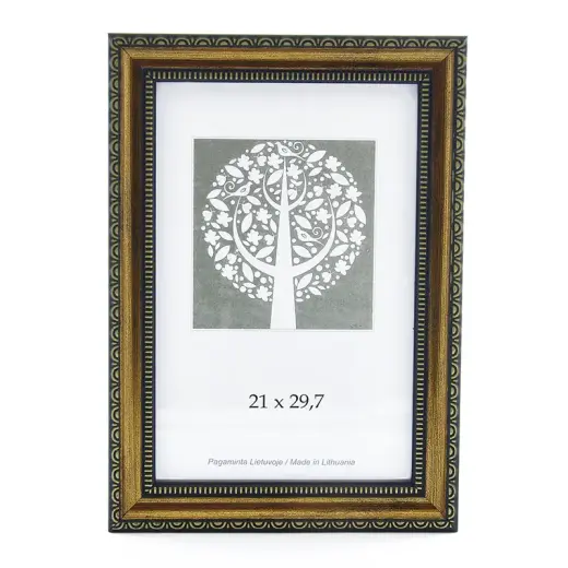 Foto rāmis, plastmasas, A4, 21x29,7 cm, brūnā krāsā ar ornamentu