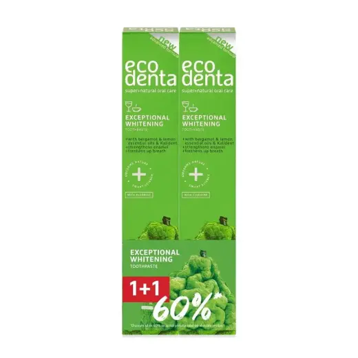 Set Duo, Ecodenta, Exceptional Whitening, Whitening, Toothpaste, 2 pcs, 75 ml