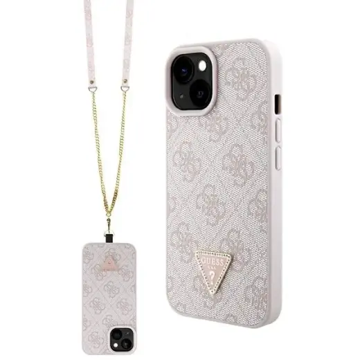 Guess GUHCP15SP4TDSCPP iPhone 15 6.1" pink|pink hardcase Crossbody 4G Metal Logo