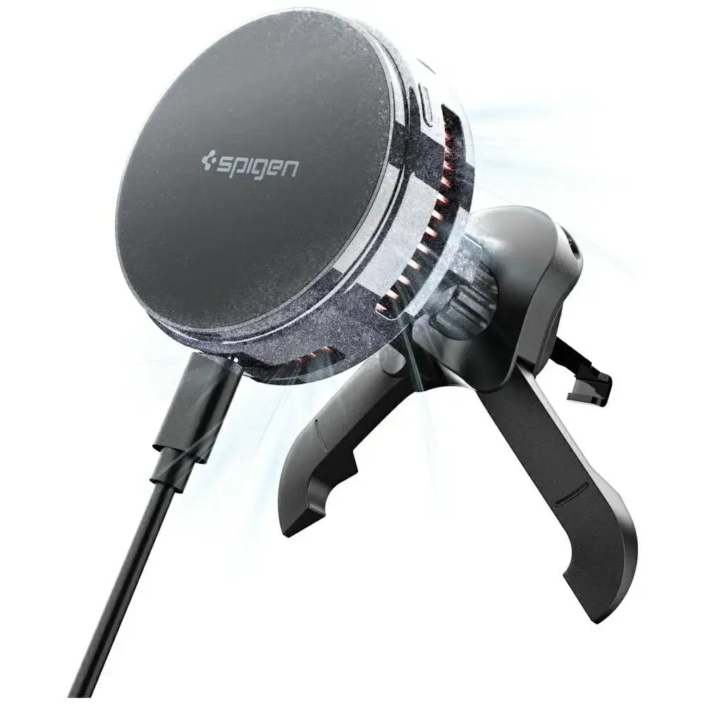 Uchwyt samochodowy do kratki              wentylacyjnej Spigen Essential indukcyjny Qi2.2 25W MagSafe czarny