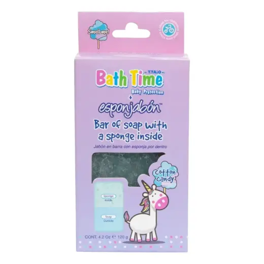 Esponjabon, Cotton Candy, Cleansing, Cotton Candy, Soap & Sponge 2-In-1, Body, 100 g