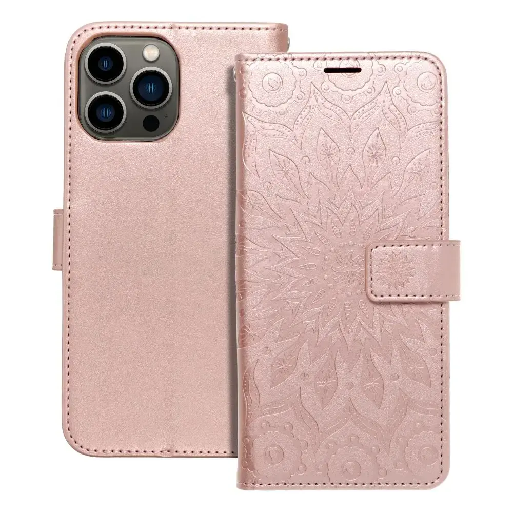 MEZZO mandala grāmatveida maciņš telefonam iPhone 13 Pro Max rozā