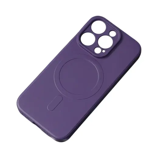 Silicone Case telefono dėklas su MagSafe palaikymu iPhone 15 violetinis