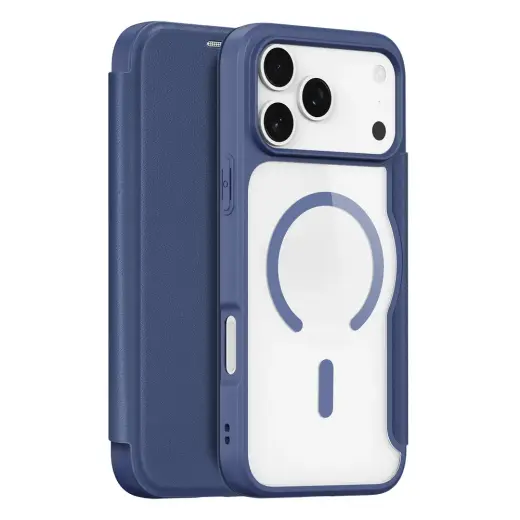 Dux Ducis Skin X Pro чехол книжка с поддержкой MagSafe для телефона Apple iPhone 17 Pro Max синий