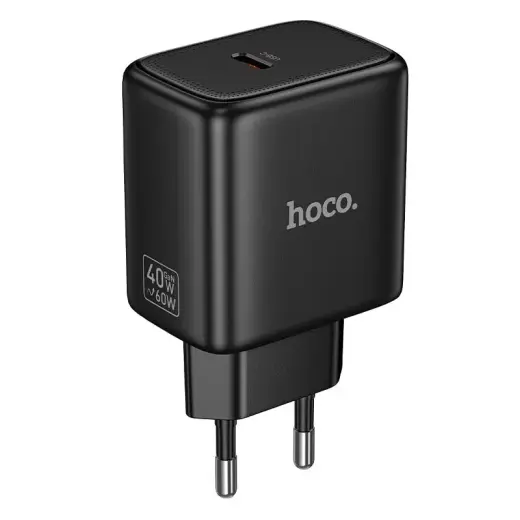 HOCO N83 tīkla lādētājs | 40W | PD, GaN, PPS | USB-C | melns