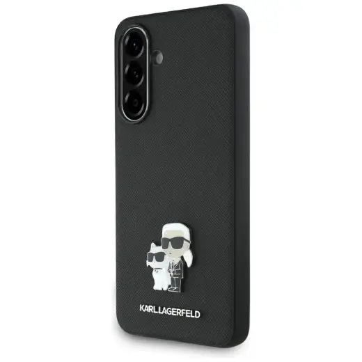 Чехол для телефона Karl Lagerfeld Saffiano с металлическим логотипом K&C для Samsung Galaxy A56 черного цвета