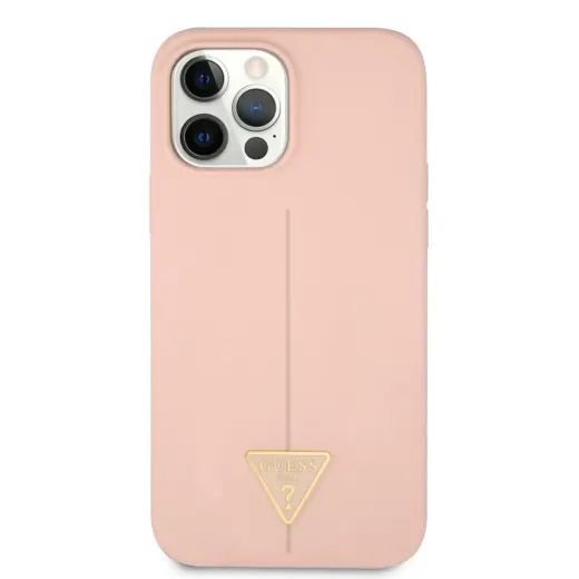 Guess Silicone Line Triangle Case for iPhone 12|12 Pro Pink