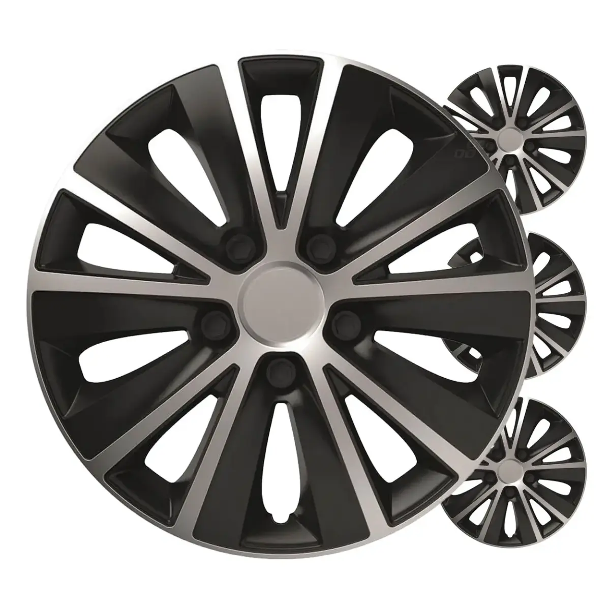 Car hubcaps 4pcs set Rapide black & silver 14" COLOR BOX