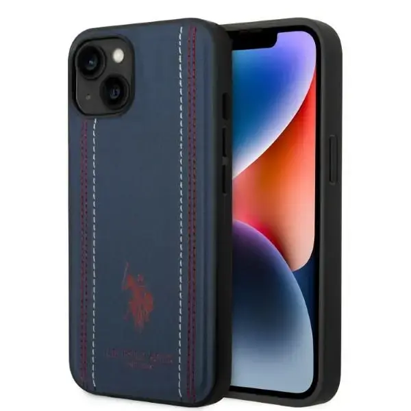 US Polo USHCP14SPFAV Stitch maciņš telefonam iPhone 14 tumši zils