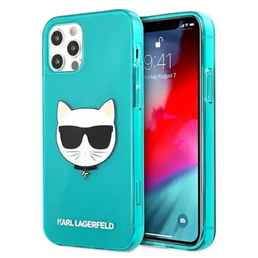 Karl Lagerfeld KLHCP12LCHTRB iPhone 12 Pro Max 6,7" niebieski|blue hardcase Glitter Choupette Fluo