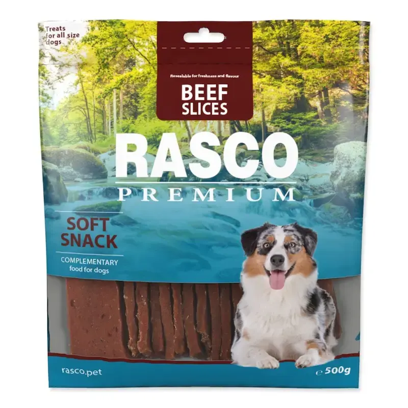 Gardums suņiem - Rasco Premium Snack slices of beef meat 500 gr