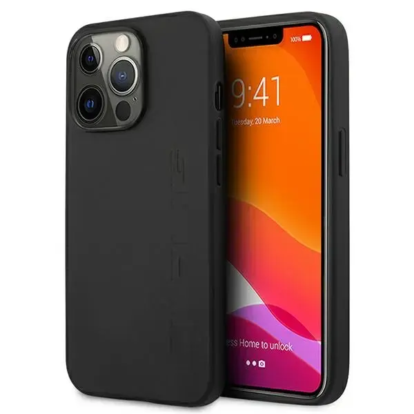 AMG AMHCP13XDOLBK iPhone 13 Pro Max 6,7" czarny|black hardcase Leather Hot Stamped