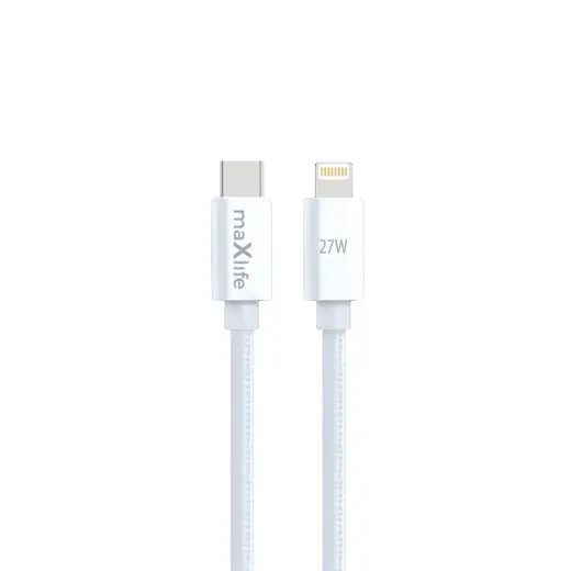 Maxlife MXUC-12 datu pārraides un uzlādes vads | USB-C uz Lightning | 27W | 1m | balts