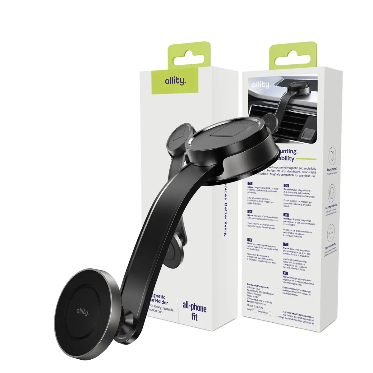 Allity car holder magnetic ACH-200 MS black