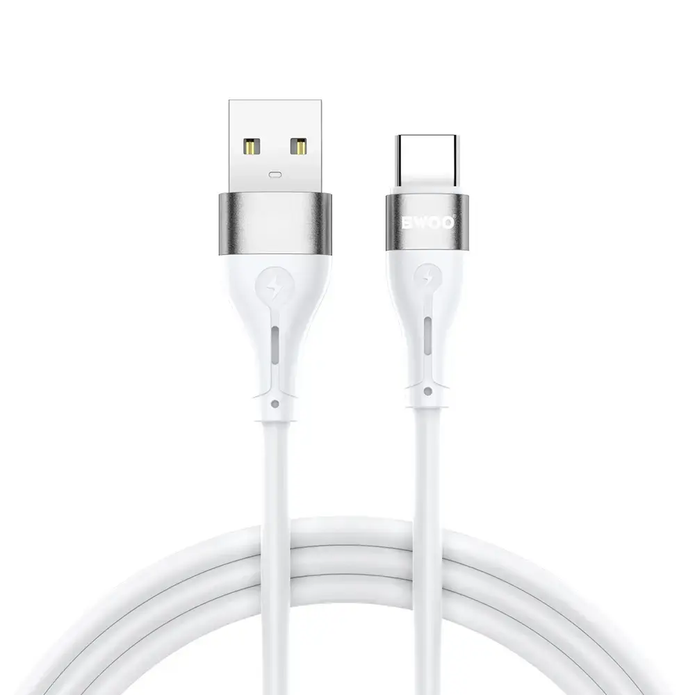 BWOO X280C datu pārraides un uzlādes vads | USB-C uz USB-C | 15W | 1m | balts