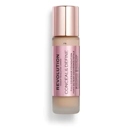 Makeup Revolution, Conceal & Define, Oil Free, Cream Foundation, F 9, 23 ml