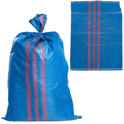 Kootud polüpropüleenkott 50x80cm, 30kg – sinine ja punane
