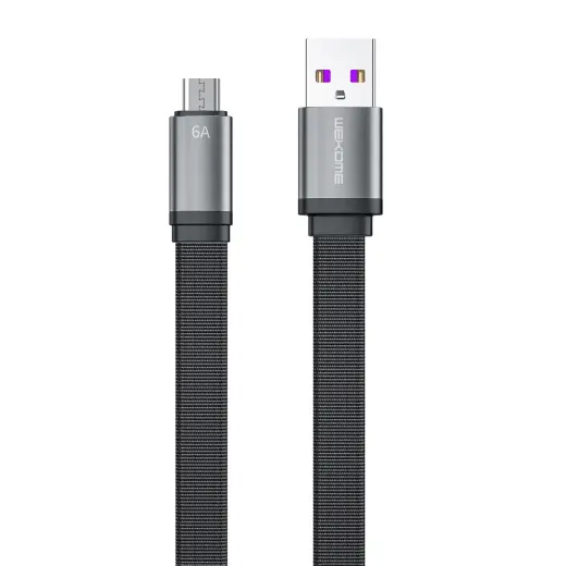 WK Design King Kong 2nd Gen series flat USB - micro USB cable for fast charging | data transmission 6A 1.3m black (WDC-156)