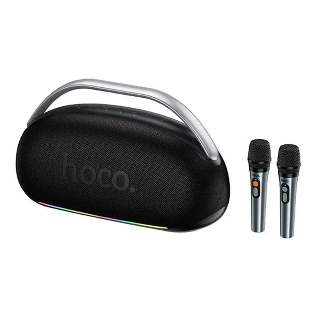 Wireless speaker 300W 8h + 2 x wireless microphons Hoco HT2 black