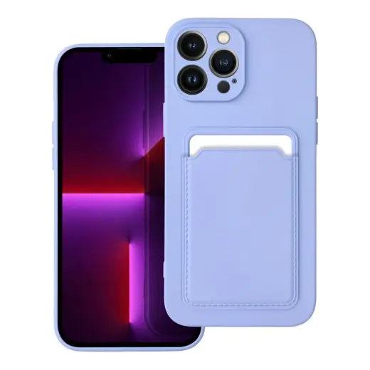 Card knyginio tipo telefono dėklas iPhone 13 Pro Max violetinis