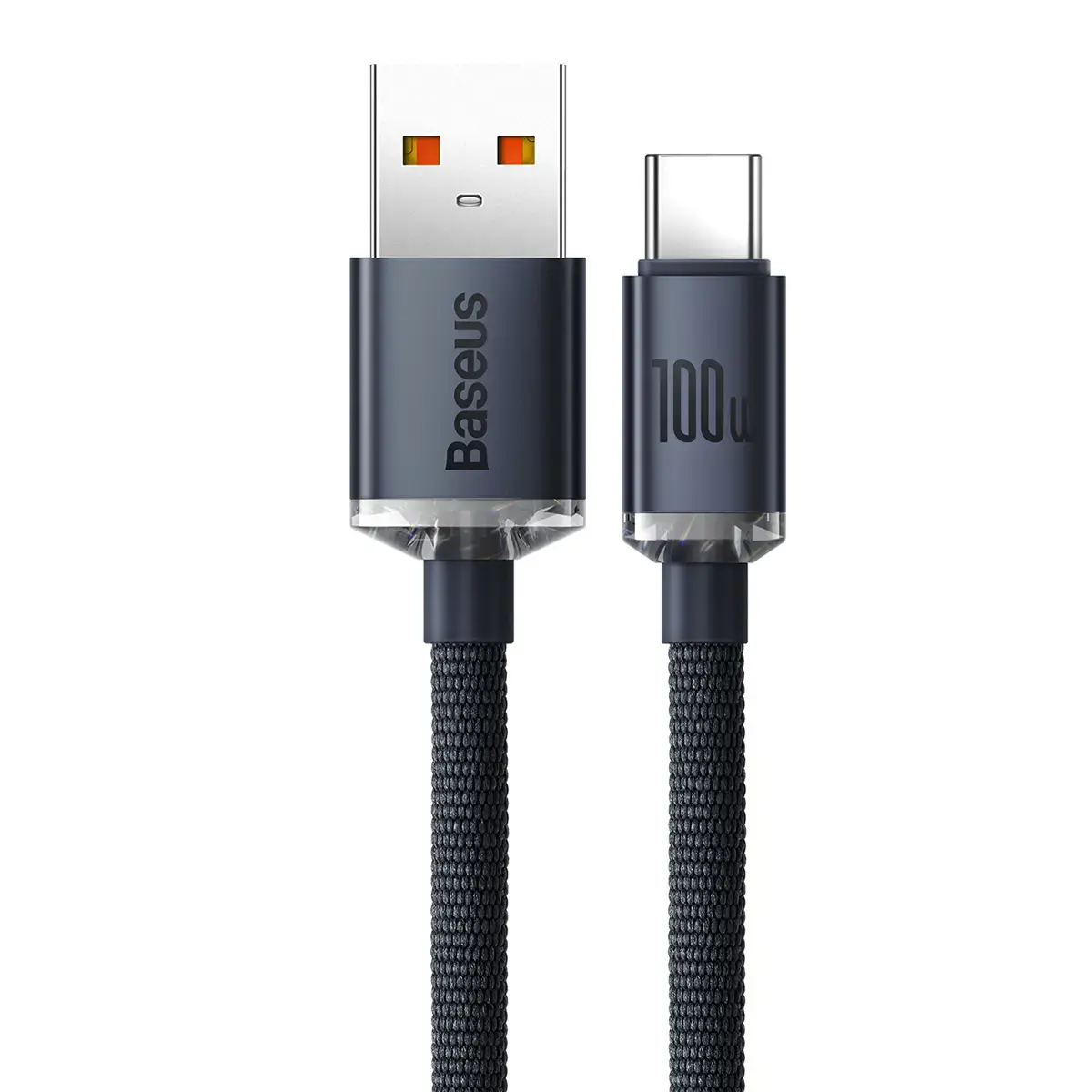 Baseus crystal shine series datu pārraides un uzlādes vads | USB-A uz USB-C | 100W | 1.2m | melns