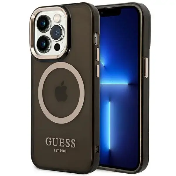 Guess GUHMP14XHTCMK iPhone 14 Pro Max 6,7" czarny|black hard case Gold Outline Translucent MagSafe