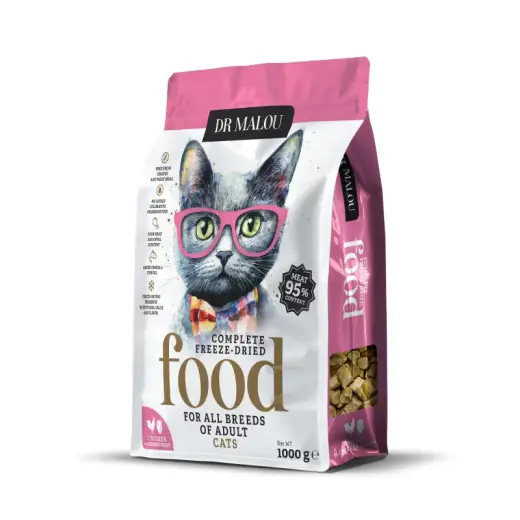 Liofilizēta barība kaķiem - DR Malou, Chicken with chicken hearts CAT KARMA - Adult Cats f