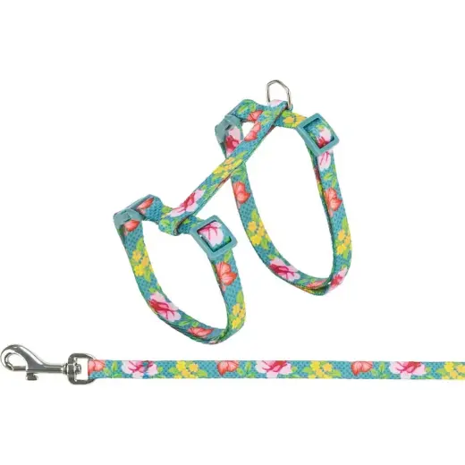 Cat harness and lead - Trixie Cat harness with lead, flowers, 27–45 cm/10 mm, 1.2