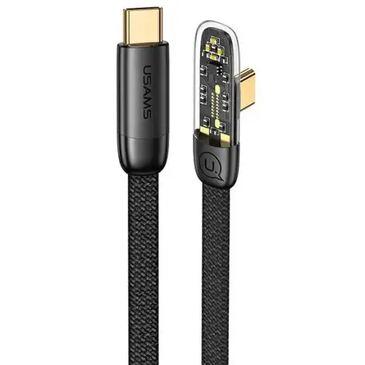 USAMS Kabel kątowy USB-C na USB-C PD 100W Fast Charging Iceflake Series 2m czarny|black SJ587USB01 (US-SJ587)