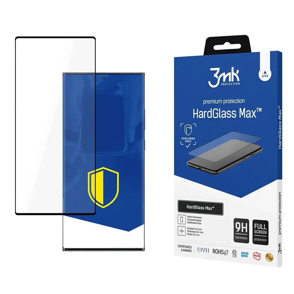 3mk HardGlass Max™ aizsargstikls telefonam Samsung Galaxy S22 Ultra 5G melns